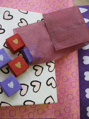 I Heart Lokta: Bundle of 20 Purple Lokta Boxes with Silver Hearts