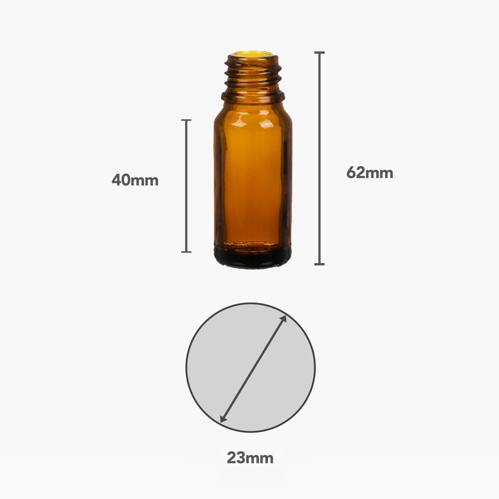 Measurement Figures of 10ml Glass Amber Bottle Without Lid On White Background | Brightpack Glass Packaging