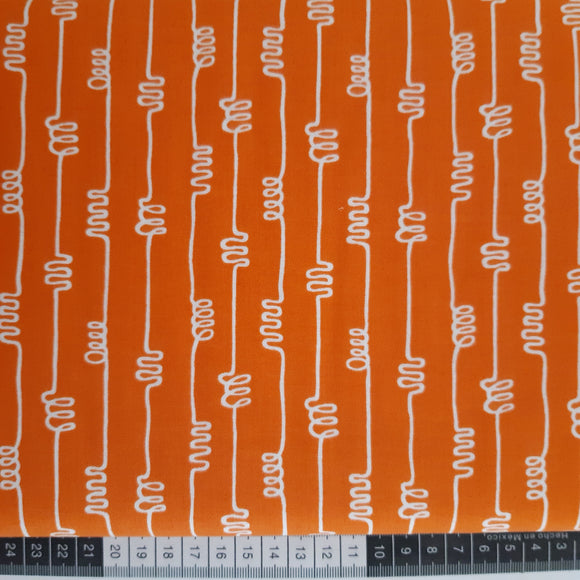 stof, orange med mønster – skerping