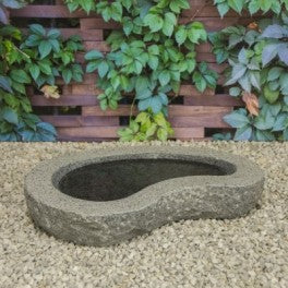 Fuglebad dråbeformet i grå granit 50x35 cm –