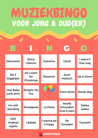 muziekbingo voor jong en oud om te spelen voor alle leeftijden