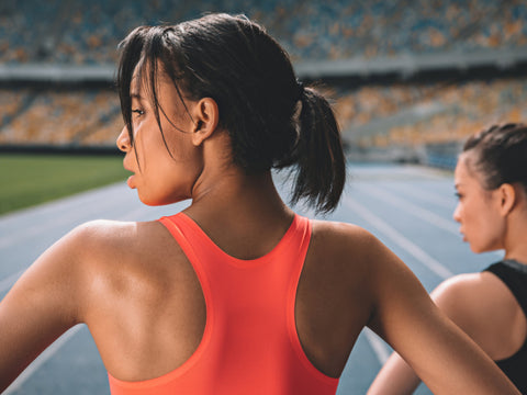 fitness lady at the 5k running tracks on race day