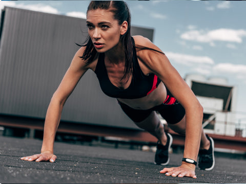 fitness girl doing pushups