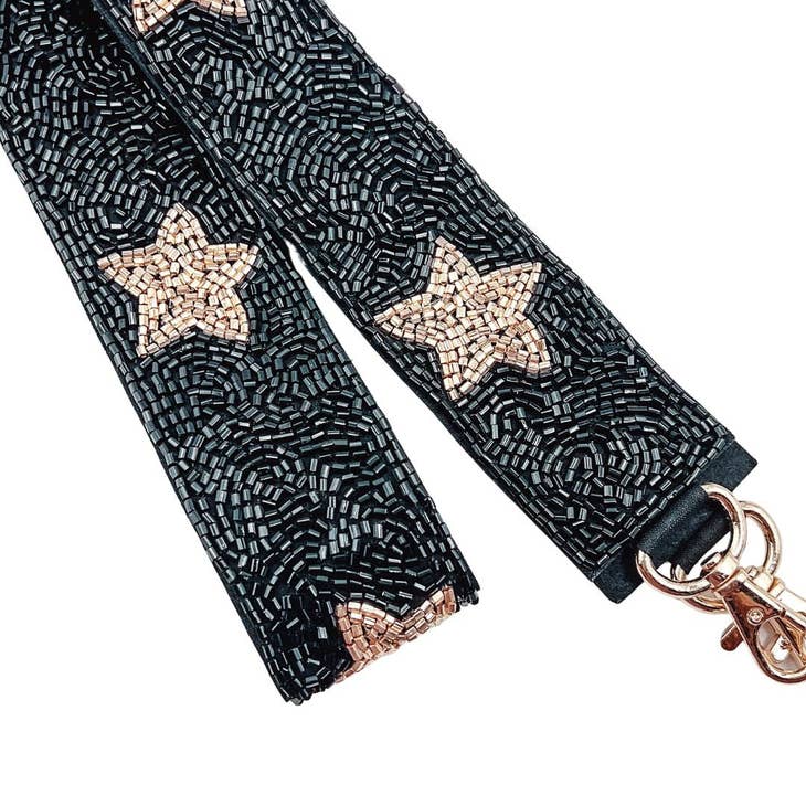 Beaded Star Purse Strap • Blue + White