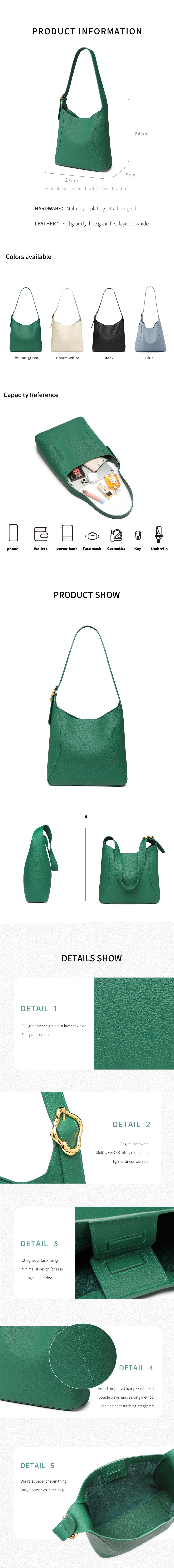 TIANQINGJI-Shoulder-Hobo-Bag-Green