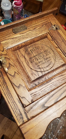 laser engraved white clad oak whiskey barrel makeover