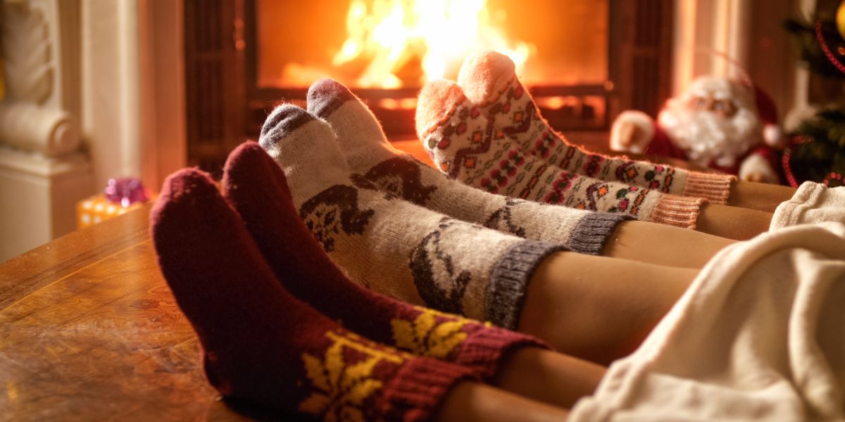 Feet by the Fire With Fluffy socks