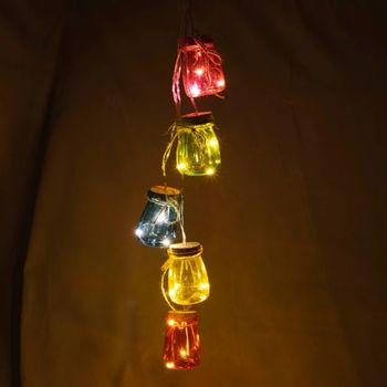 Multi Coloured Glass Mason Jar Light String