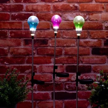 Multi Coloured Retro Bulb Garden Stake Lights