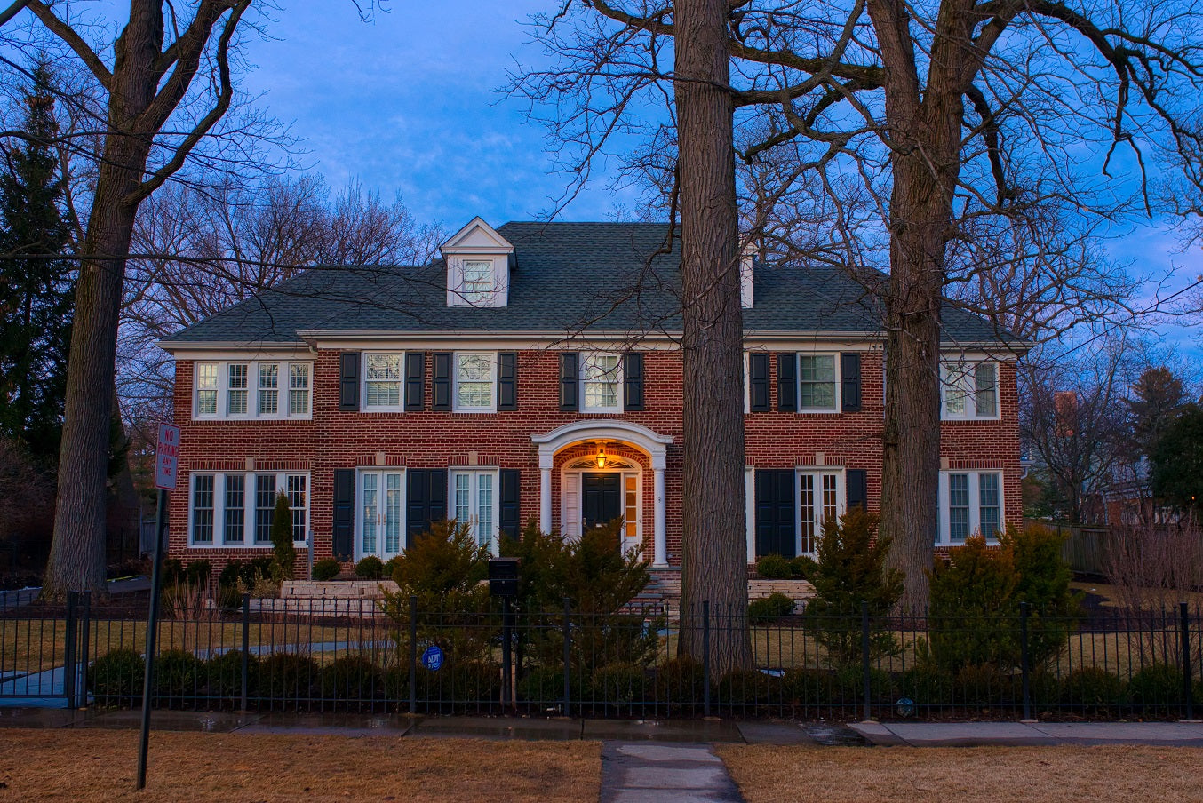 home alone house at dusk