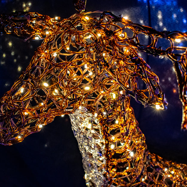 1.4m Soft Acrylic Brown Reindeer Lit with 300 Warm White Twinkling LEDs