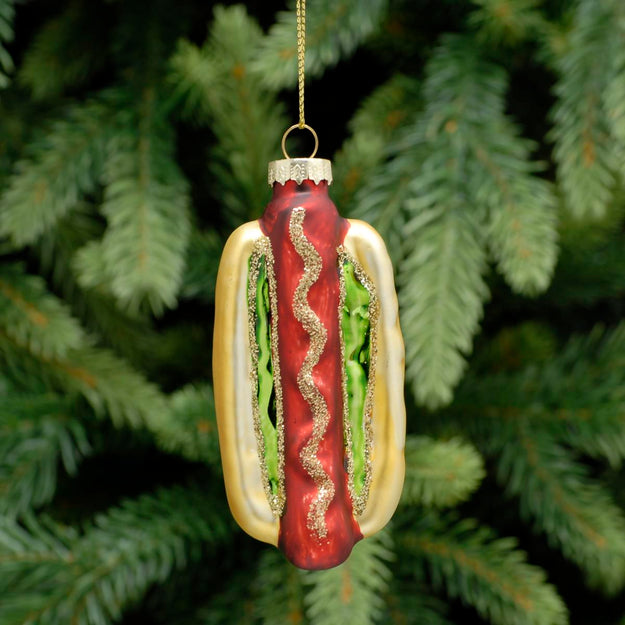 Hot Dog Glass Christmas Tree Decoration