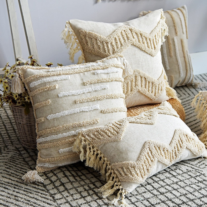 Handmade Luxury Moroccan Wool Throw Pillows with Tassels