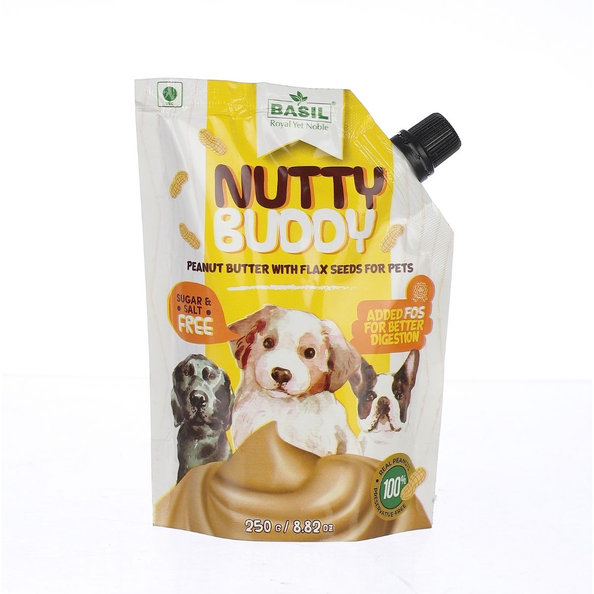 Basil Nutty Buddy Peanut Butter With Flax Seeds For Dogs 250gms Caninkart