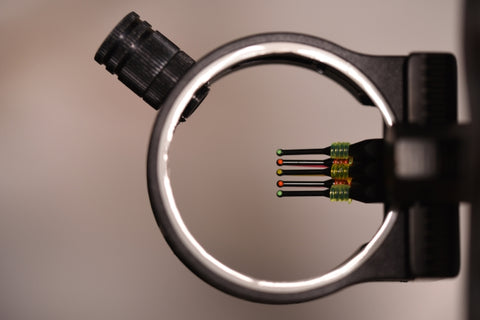 Close-up image of an archery bow sight.