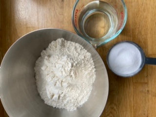 Salt dough ingredients: all purpose flour, salt, warm water