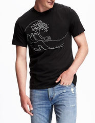 black 'ride the waves' tshirt from old navy, artwork created by Doris