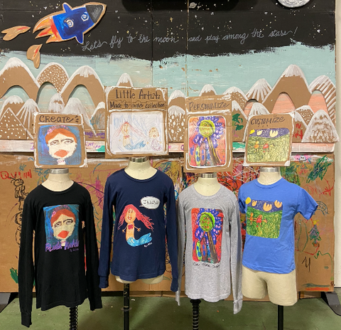 kids art tee presenting at the art installation at Renegade Craft's Holiday market at Seattle, WA