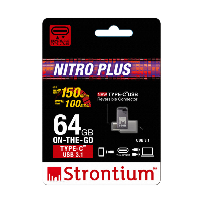 Strontium 64GB Nitro Plus OTG Type-C USB 3.1 Flash Drive