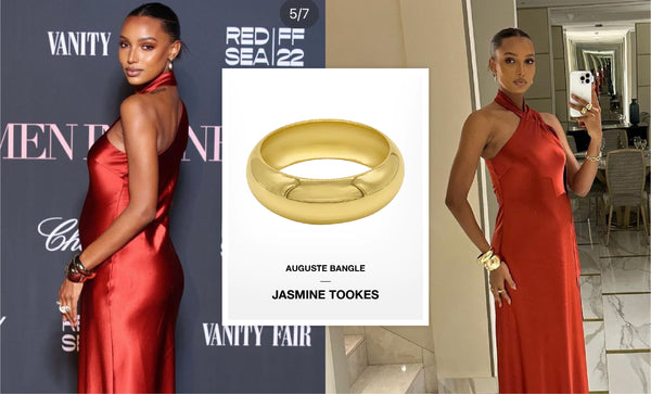 @jastookes Jasmine Tookes wearing SAINT MORAN gold Auguste bangle