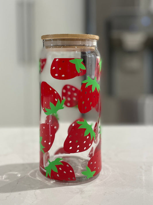 16oz Dishwasher Safe Strawberries Libbey Can Glass – Print Paper and Co