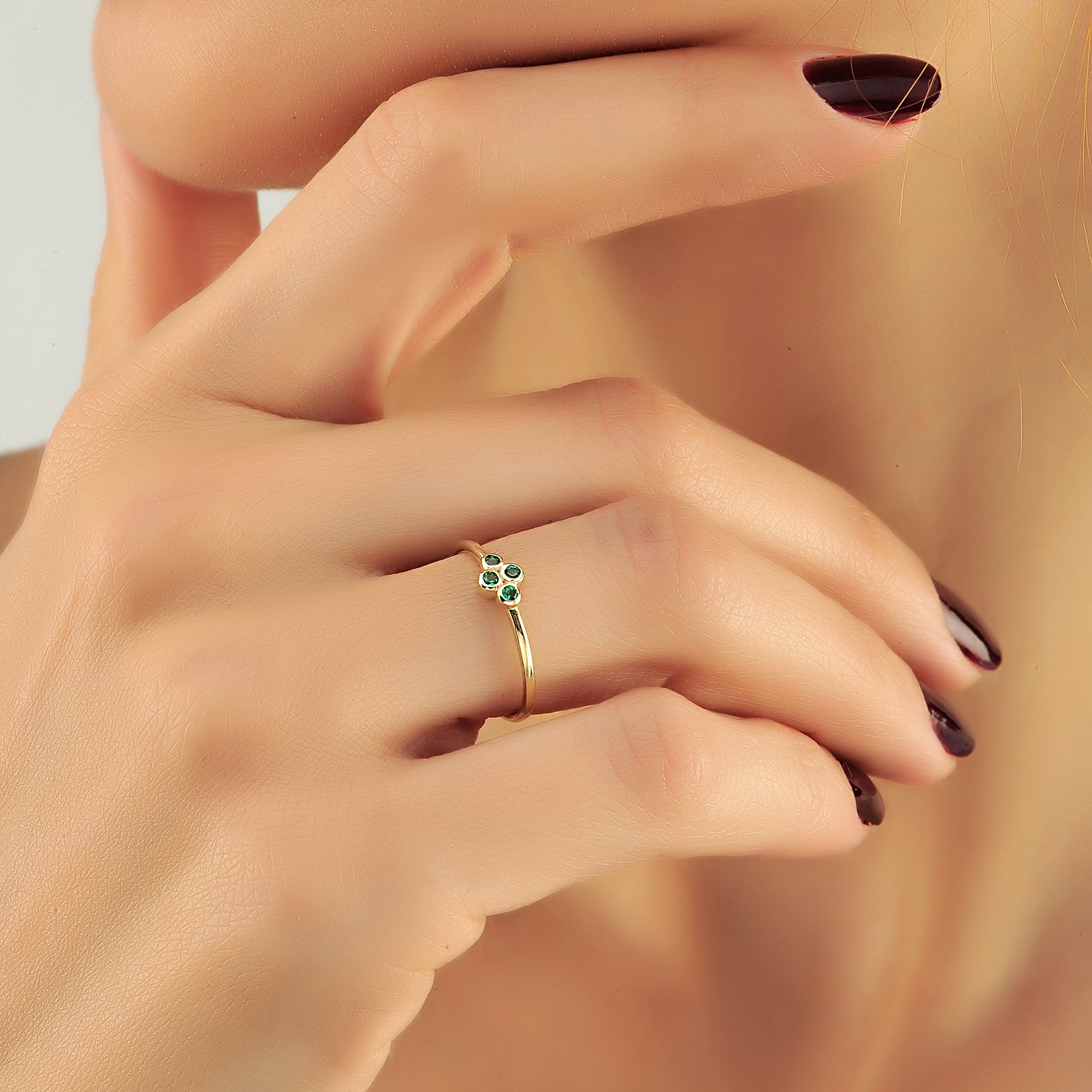 Steen Groene Diamanten Ring Handgemaakte Zwart – 2bs jewelry