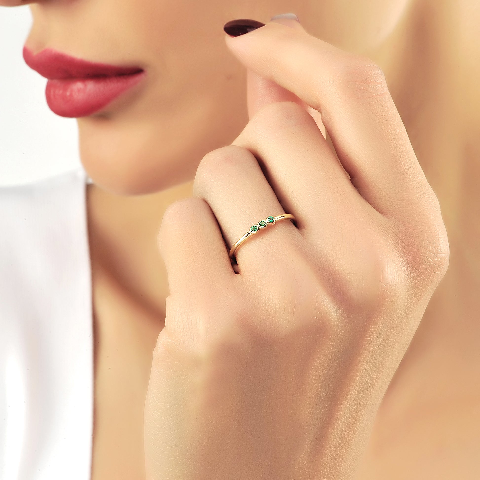 Steen Groene Smaragd Diamanten Ring Trouwring, Handgemaakte Groen 2bs jewelry
