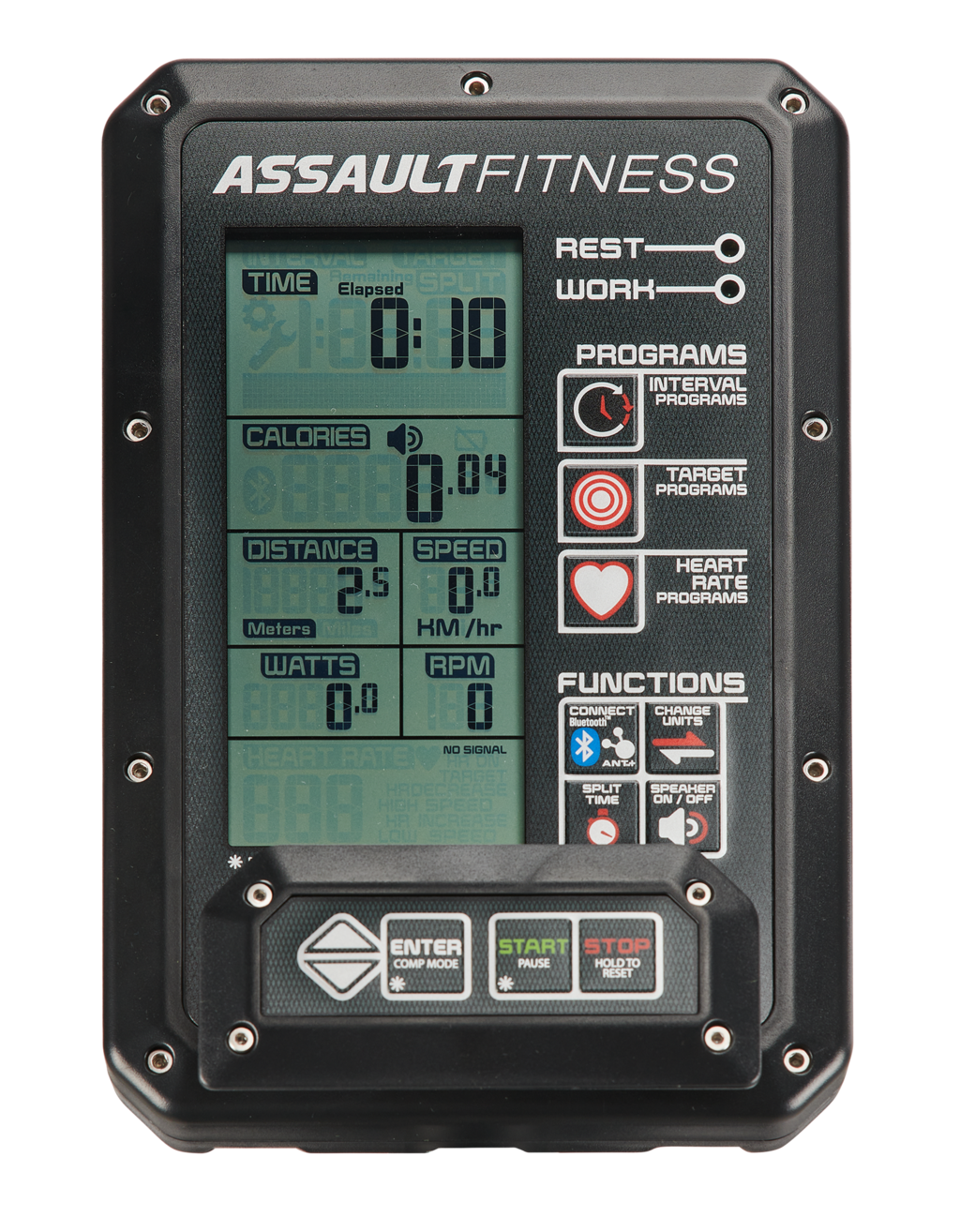 Improved console with LCD display with the AssaultBike Elite