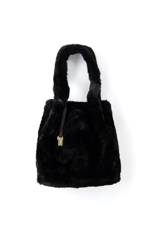 Faux Fur Tote Bag - Black