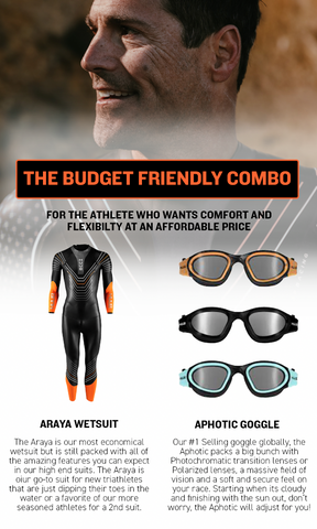 The Araya Wetsuit and Aphotic Goggle for Triathletes and Swimmers