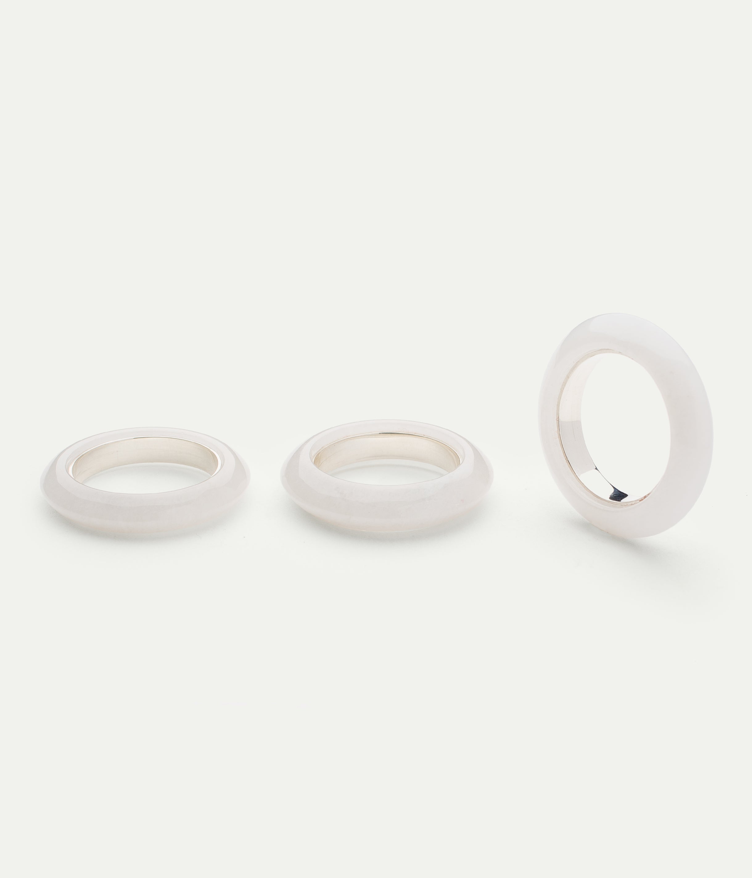 Set of 3 Clara white jade ring | WHITE bIRD