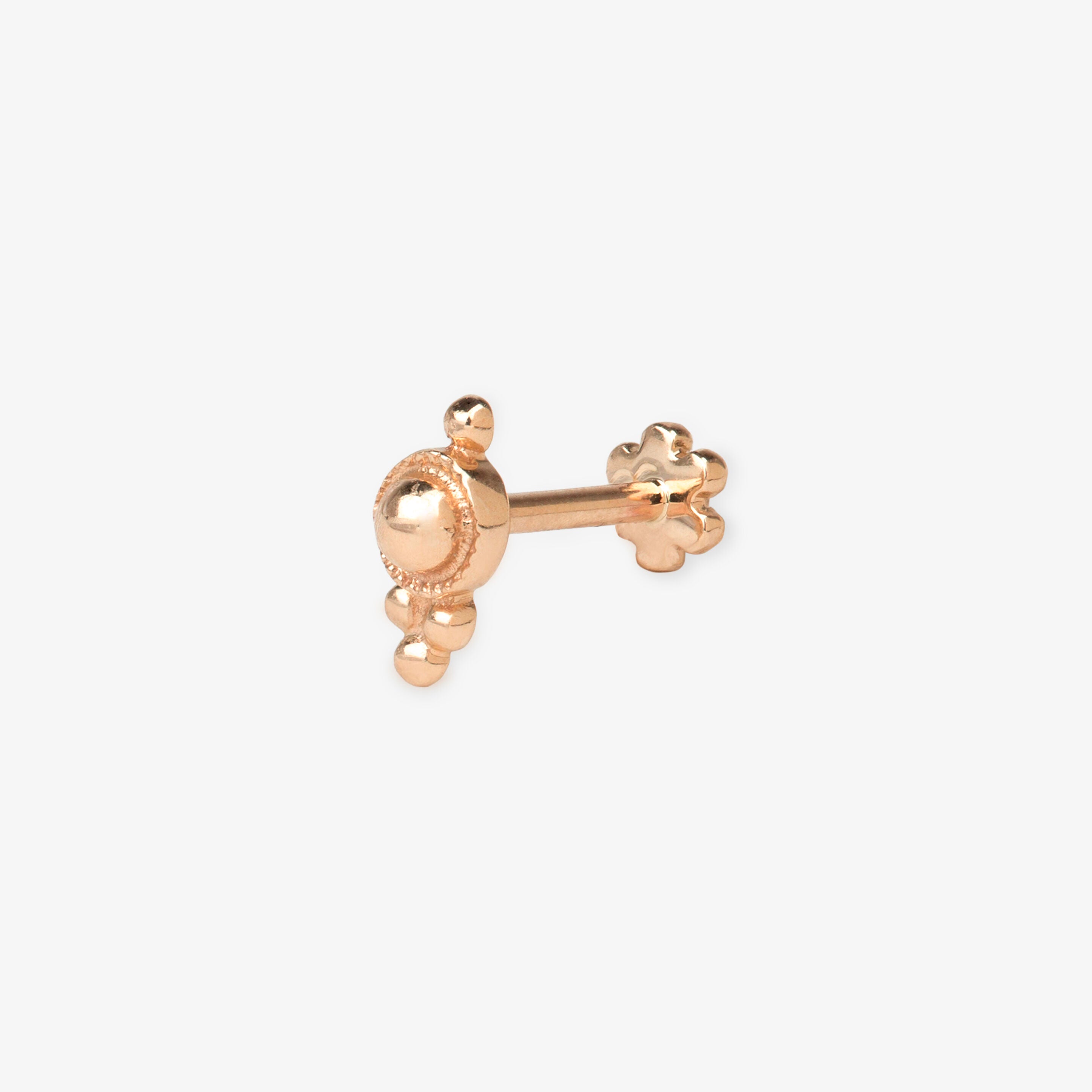 Boucle d'oreille single Ball Trinity or rose