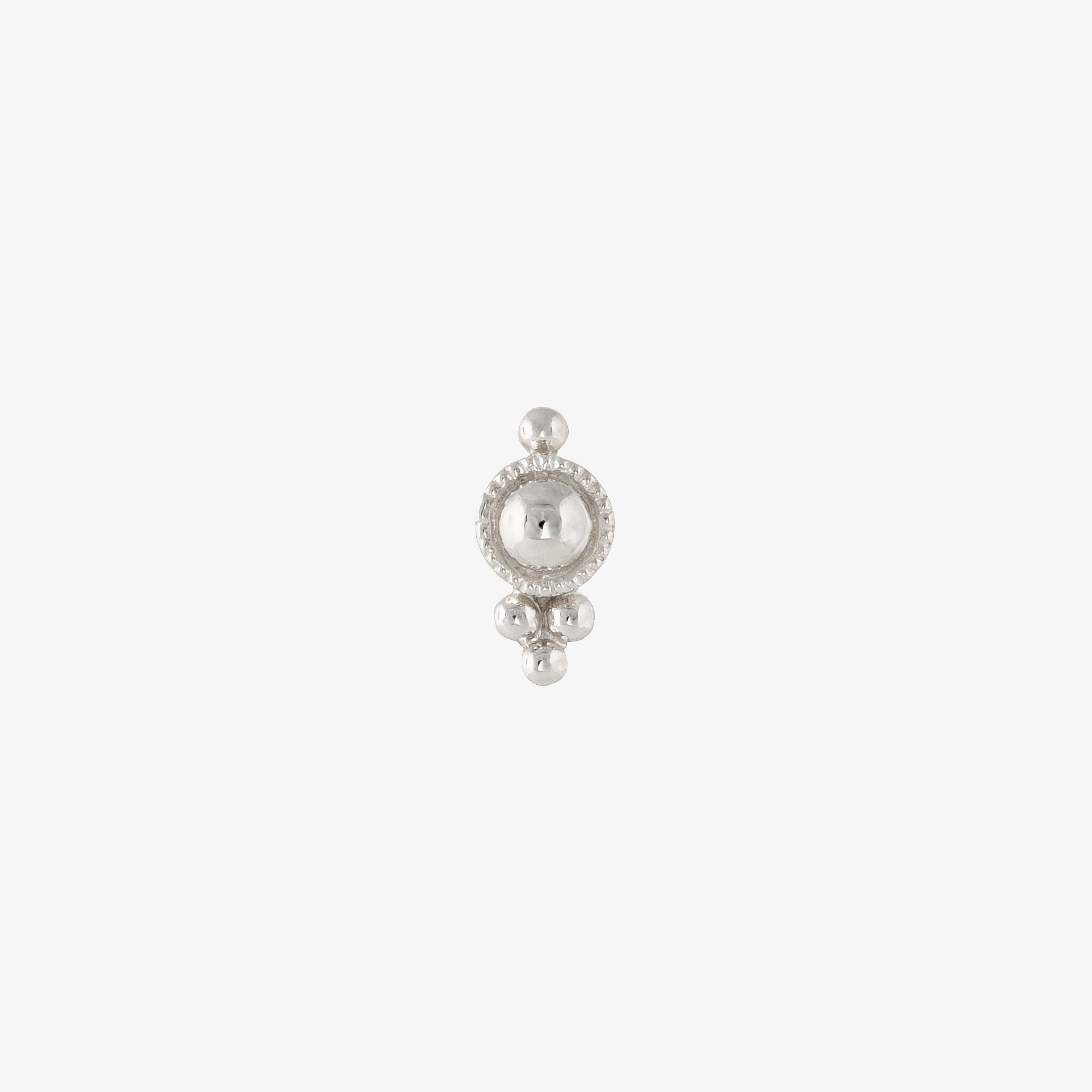 Boucle d'oreille single Four ball trinity or gris