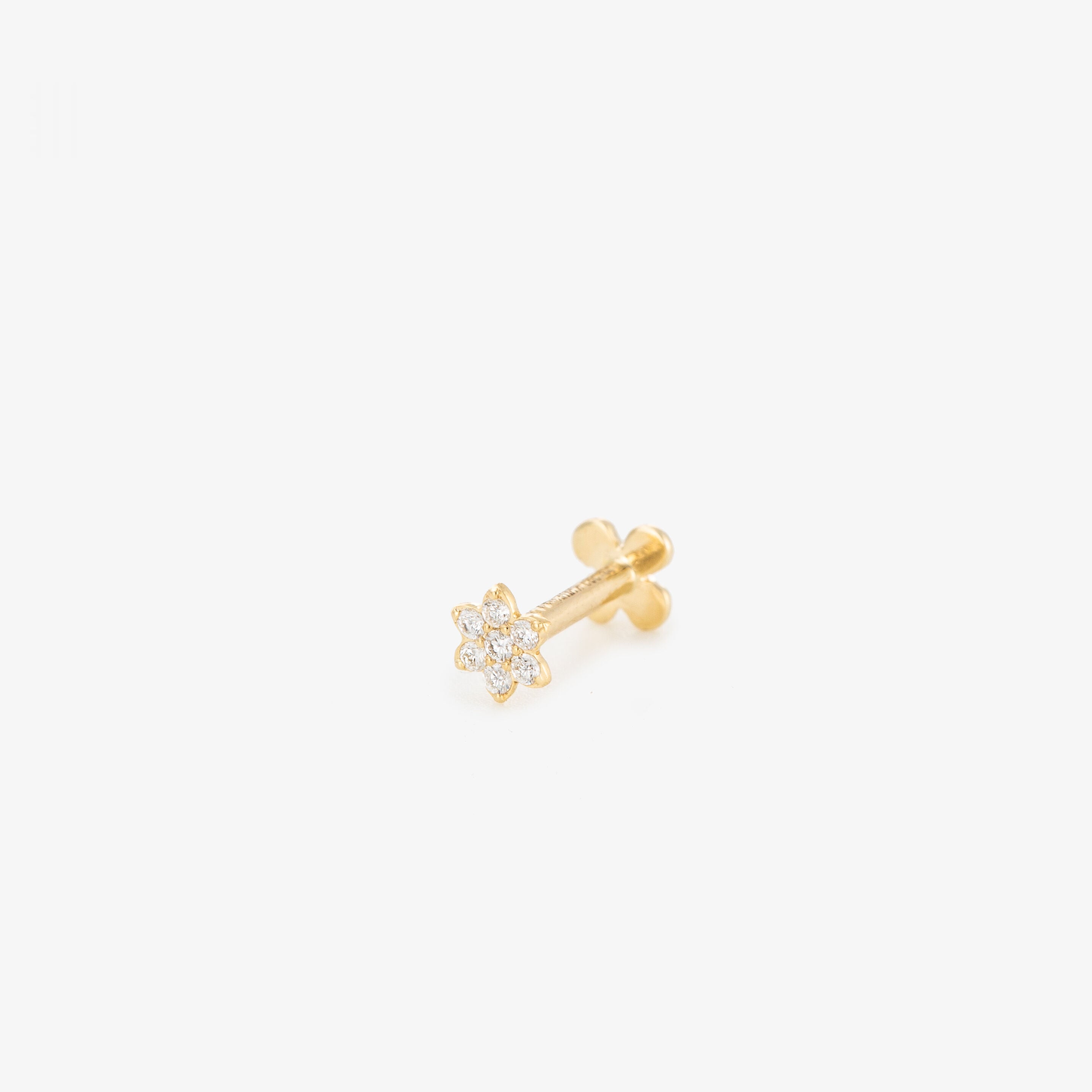 Stud Fleur diamants or jaune