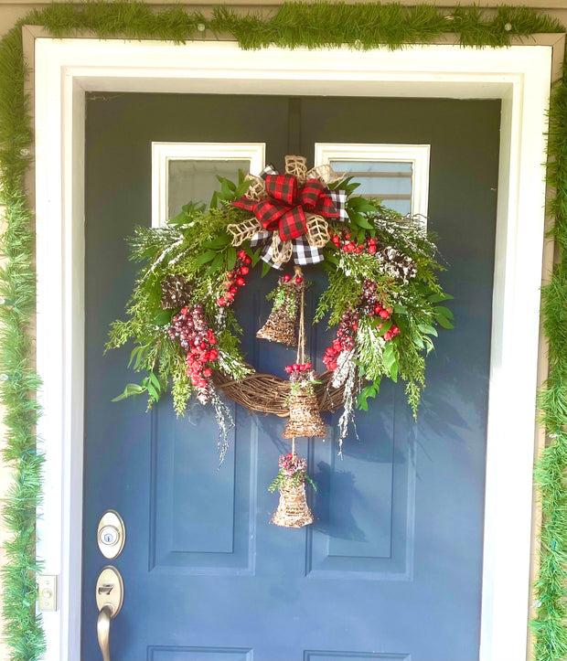 Farmhouse Winter Wreath with Bells – Journey Decor