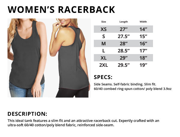 Women's Racerback Sizing Chart