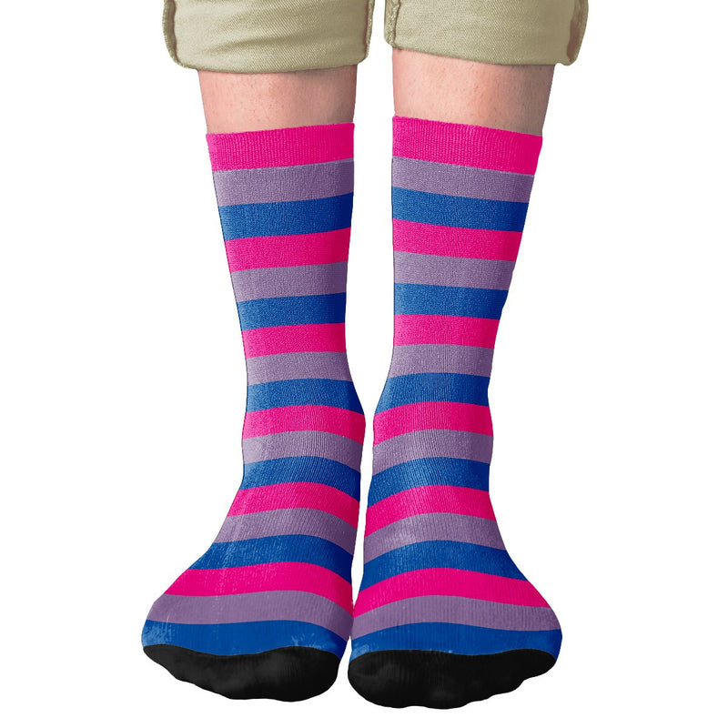 Bi Stripes Adult Crew Socks - Famous IRL