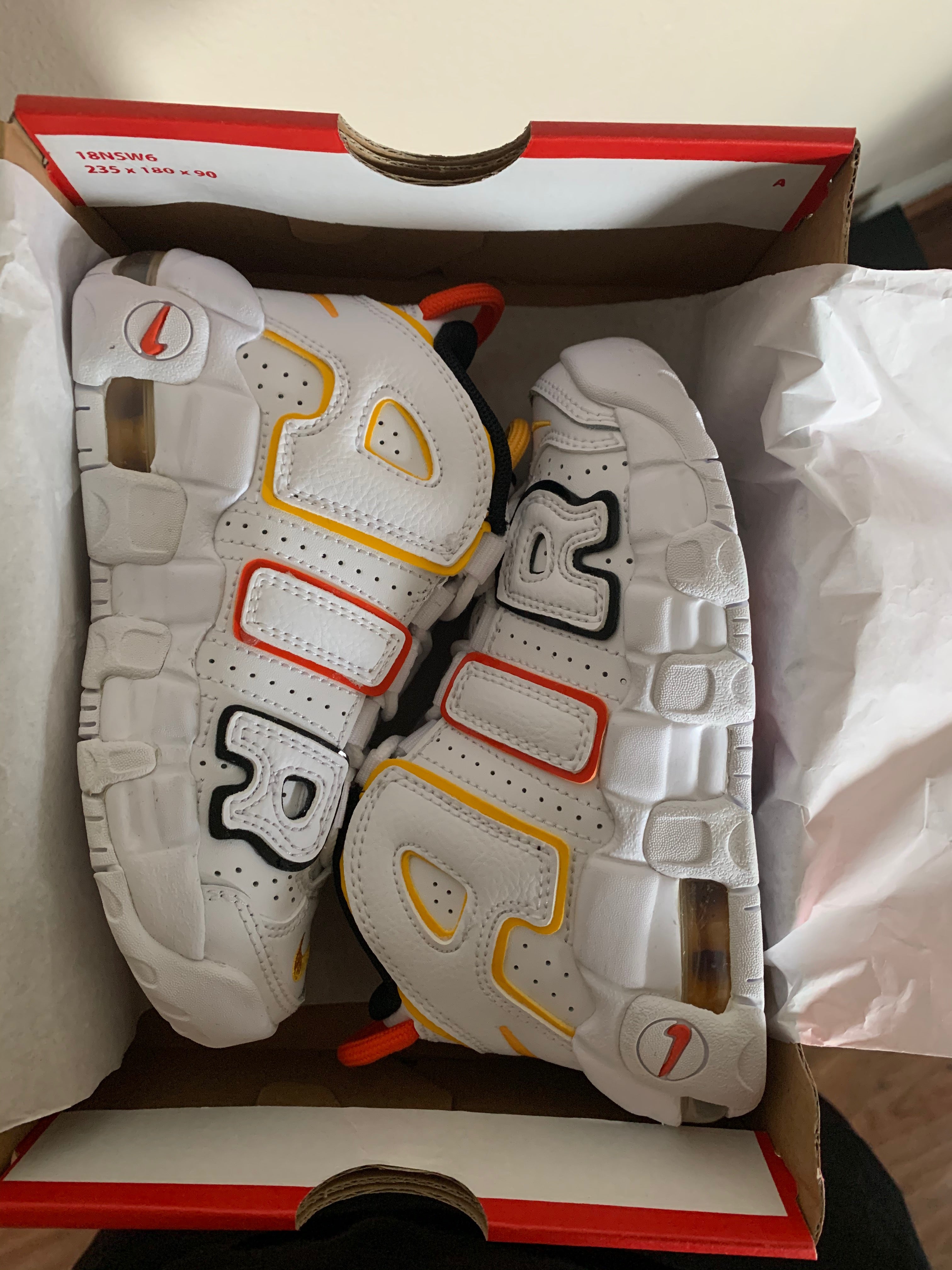 nike air uptempo white and orange