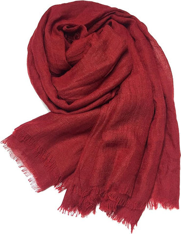 MolVee Unisex Linen Scarf Solid Color Sunscreen Shawl Large Beach Towel (Bright Red)