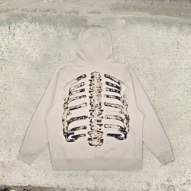 Personalized street style long-sleeved bone print hoodie