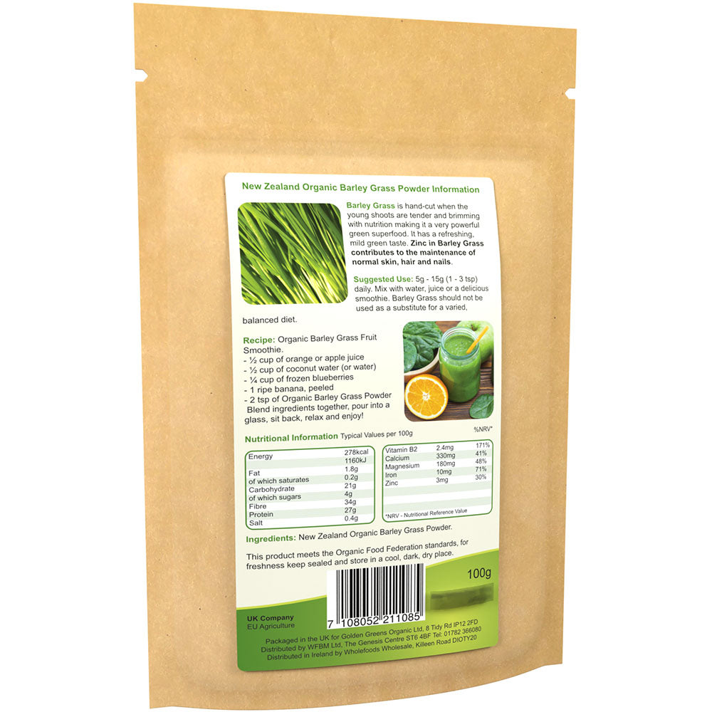 Greens Organic Barley Grass Powder 100gm Healthy2U   Barley100 B 1445x 