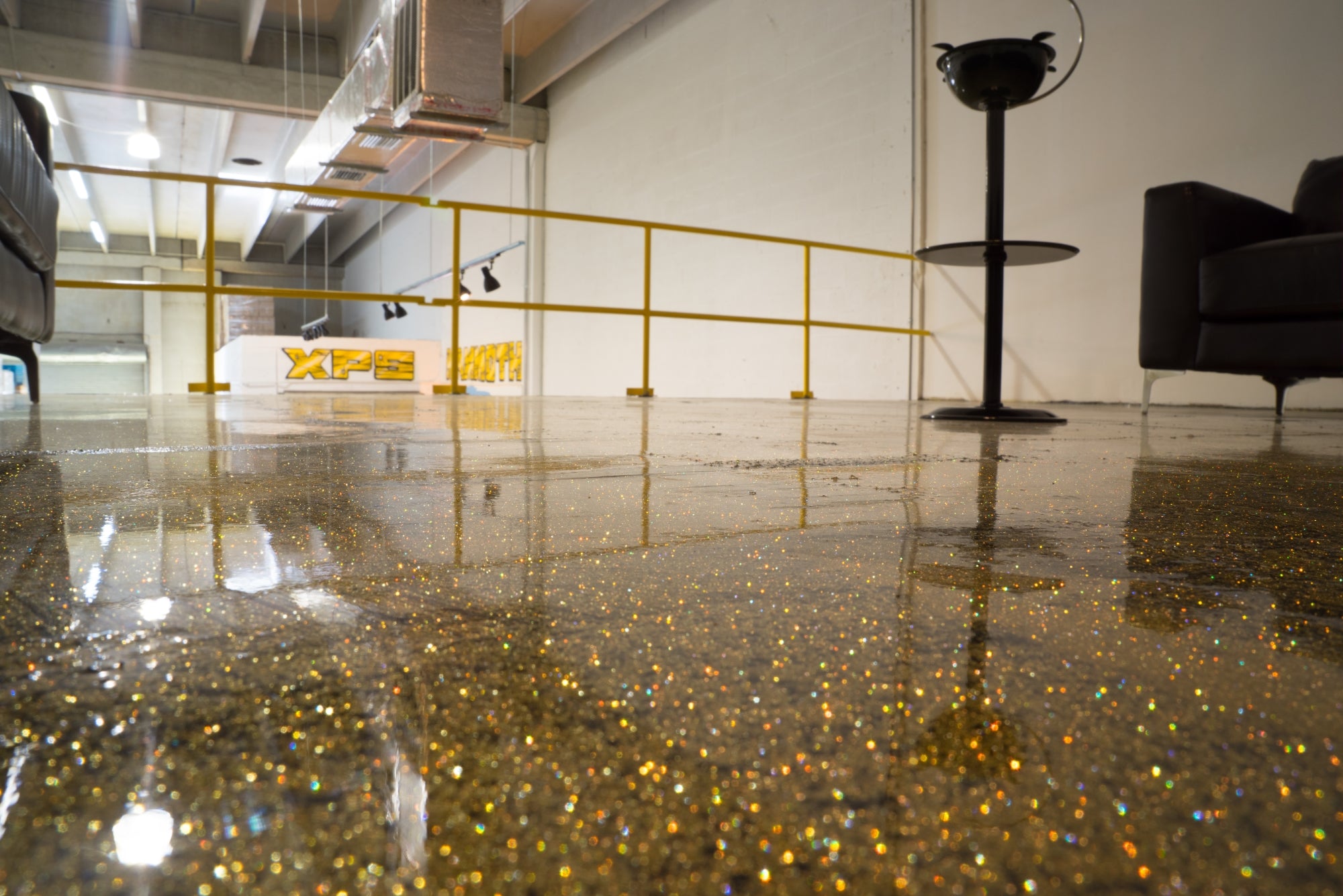 Gold glitter epoxy floor finish | Xtreme Polishing Systems