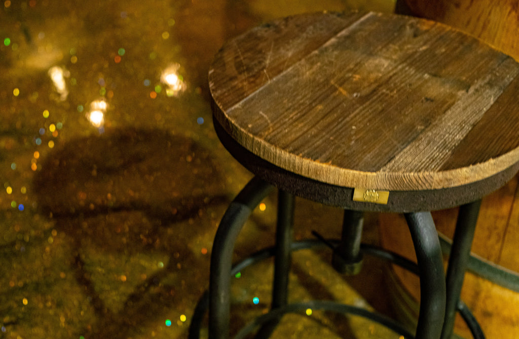 Epoxy resin flooring in a bar space with glitter powder installed.