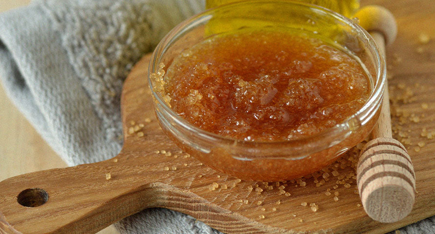 Close-up photo of a thick, textured exfoliation mask