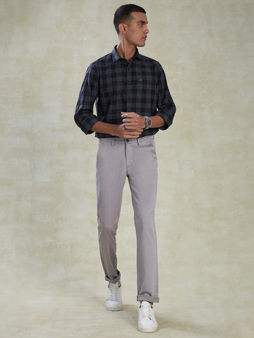 Navy Blue Cotton & Silk Chino Pants | Peter Christian