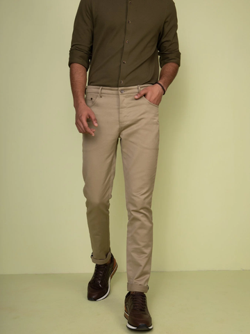 Quần Kaki Nam UNIQLO MEN Slim Fit Chino Flat Front Pants Light Brown - SIZE  29-30-32-34