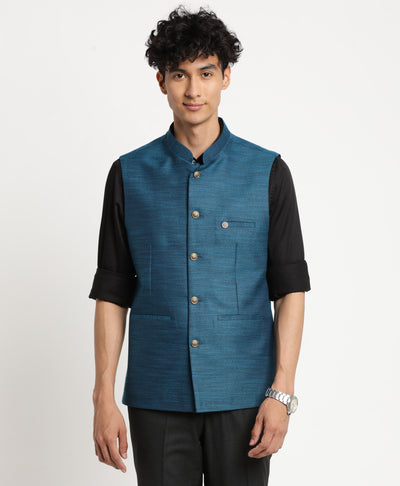 Buy Navy Blue Solid Men Nehru Party Wear Jacket Cotton Wool for Best Price,  Reviews, Free Shipping