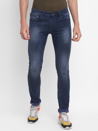 Navy Blue Narrow Fit Solid Jeans