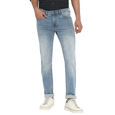 Navy Blue Narrow Fit Solid Jeans