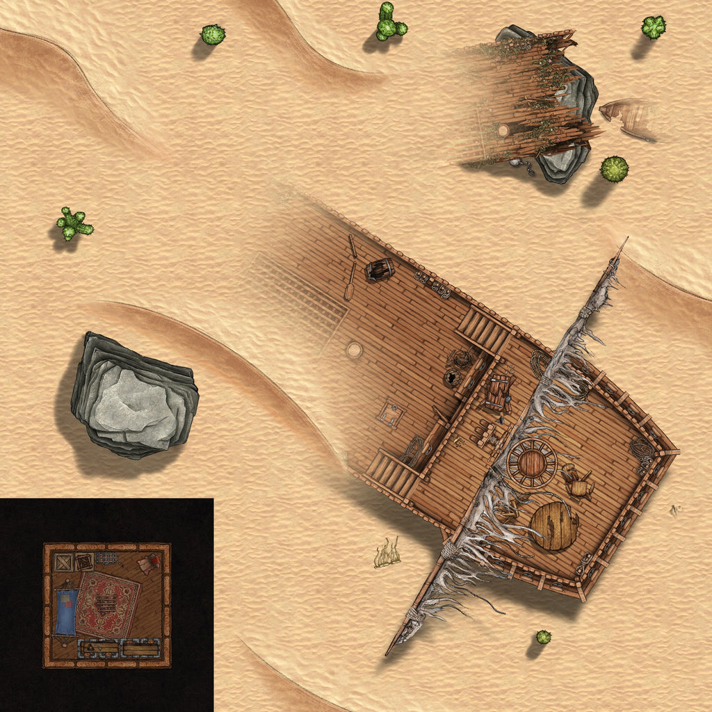 Shipwreck in the sand - Derelict Airship Encounter Map